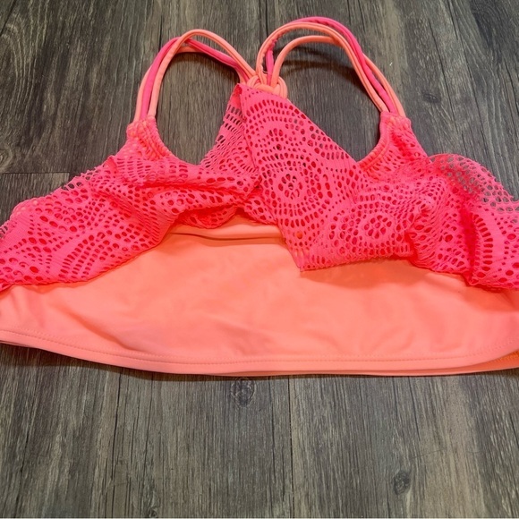 NWT Angel Beach Pink Crop Top Bathing Suit Top Juniors Size 16 - Picture 5 of 10